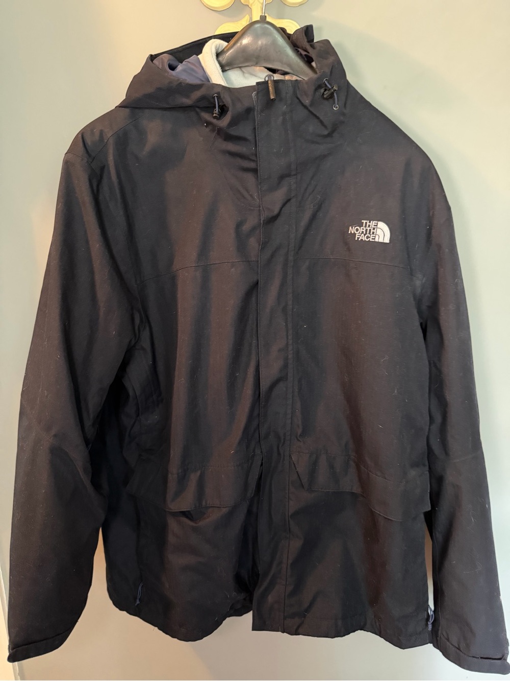 The North Face Men's Black Hooded Coat with Inner Fleece Jacket